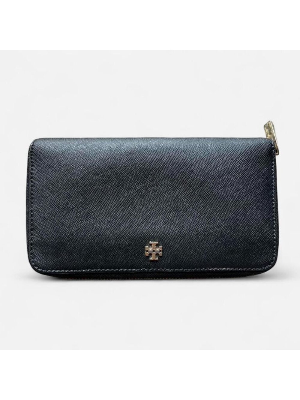 Tory‎ Burch Black Continental Zip Wallet Minimalistic Leather Luxury Whimsigoth